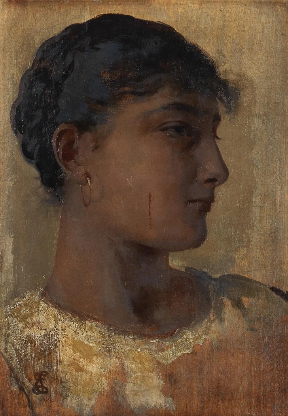 Ritratto di giovane donna di profilo